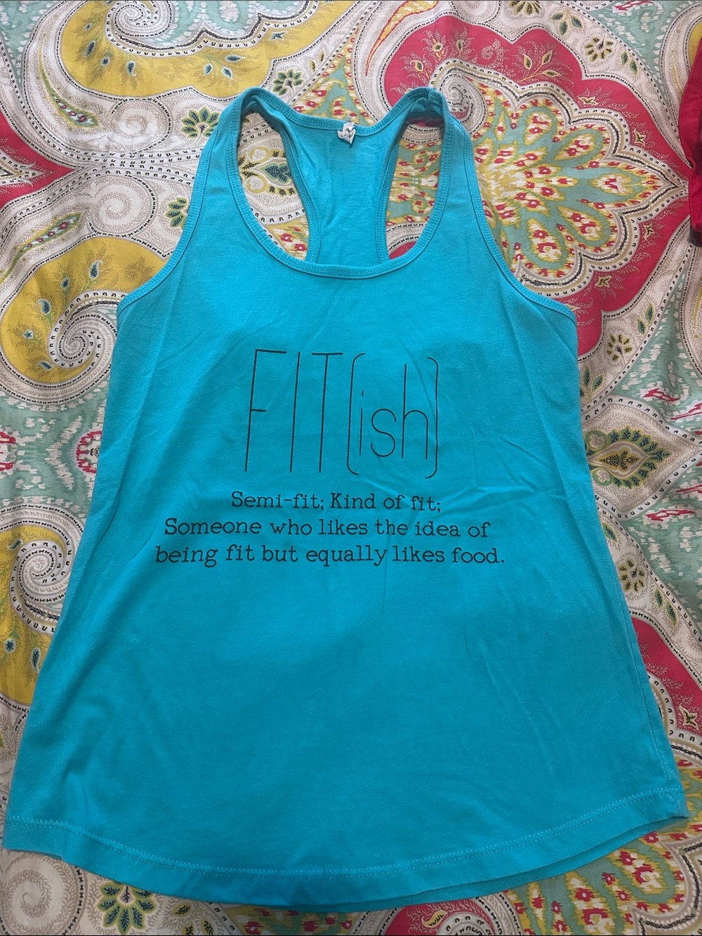 Next Level Apparel Turquoise Racerback Tank with FIT(ish) Graphic